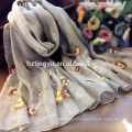 Factory directly selling fashion wool silk blend embroidered flowers hijab scarf